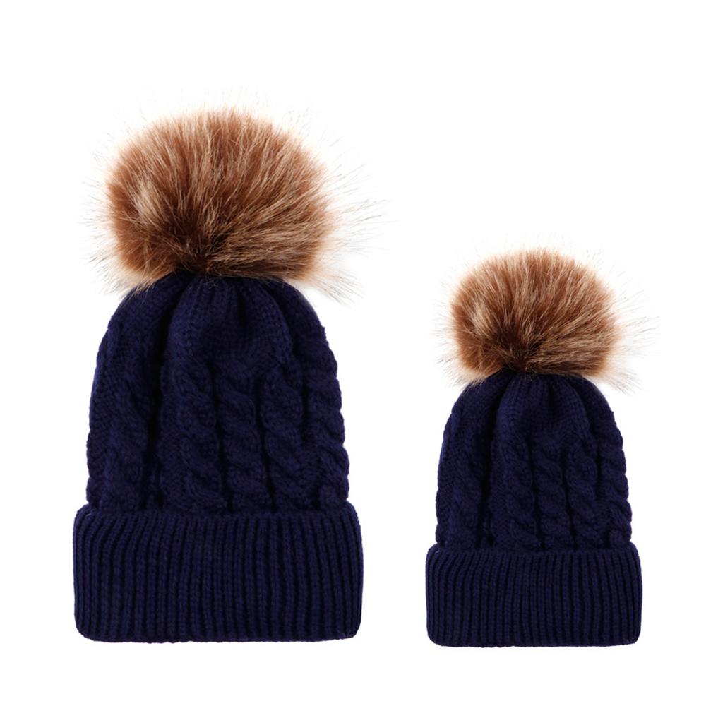 Winter Warm Women Knitted Crochet Wool Hat Hair Ball Earmuffs Caps Infant Toddler Kid Cute Hairball Beanie Cap