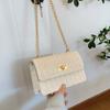 Straw Woven Chain Bag for Women In Spring and Summer New Pastoral Style Retro Square Bag Trendy Lock Buckle Braided Bag