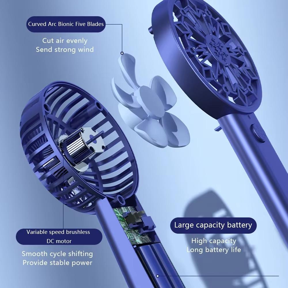 Handheld Desktop Dual-Purpose Fan Usb Charging Portable With Base Two-Color Optional Fashion Design Abs Material Natural Wind