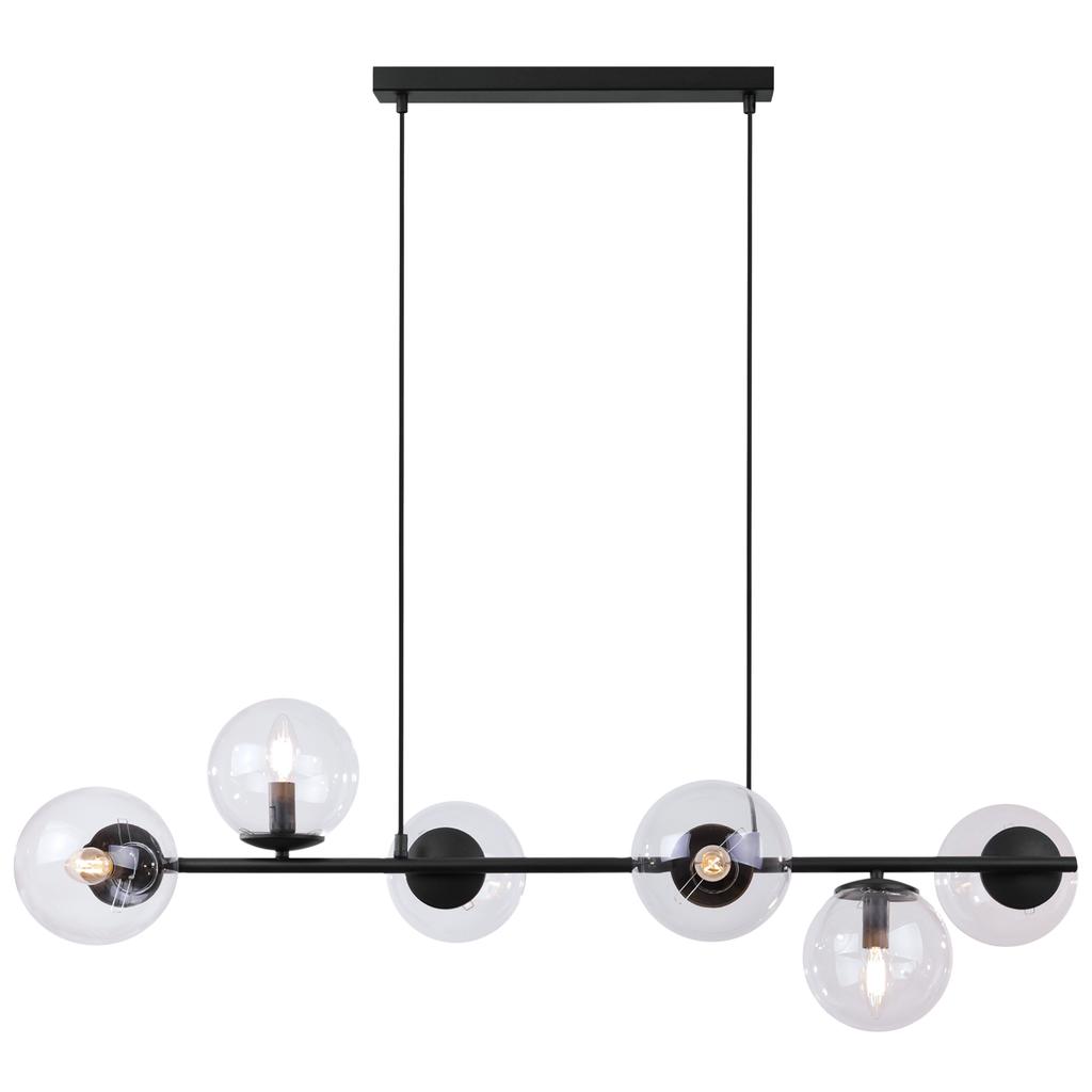 Siena Black Hanging Lamp 6-Flat Clear Lamp E14