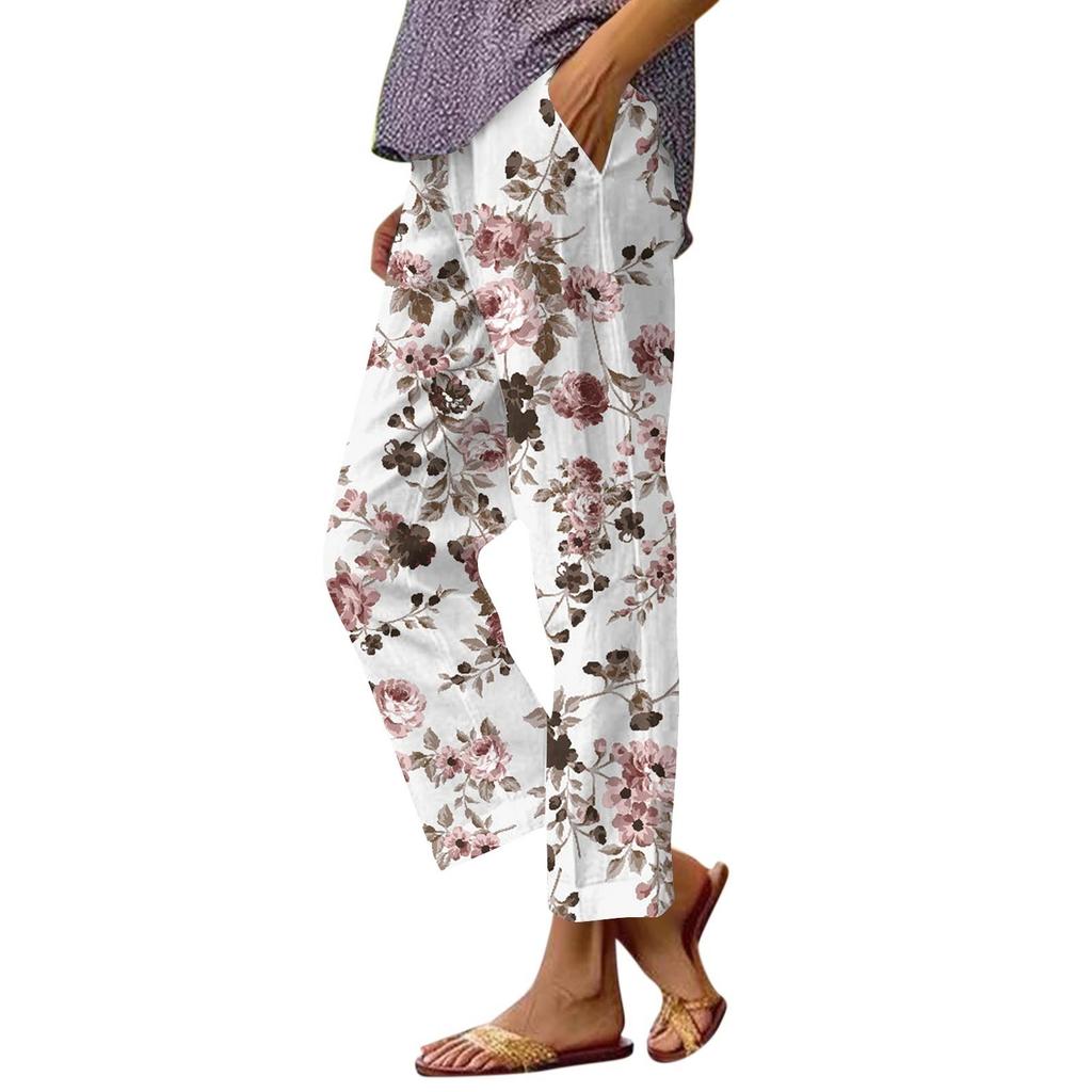 Women's Casual Fashion Printed Straight Leg Pants Pants With Pockets