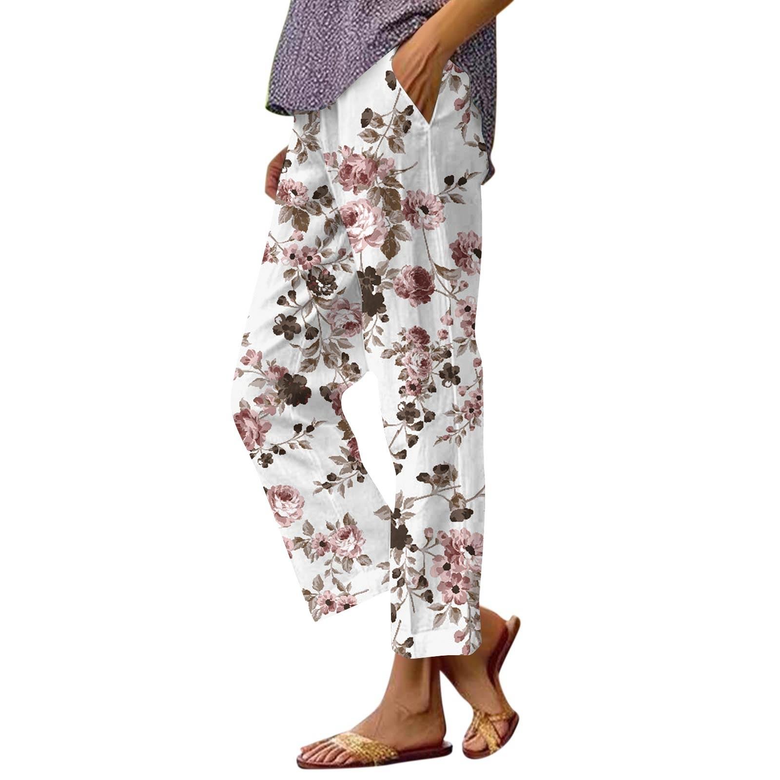 

Women s Casual Fashion Printed Straight Leg Pants Pants With Pockets XXL рожевий