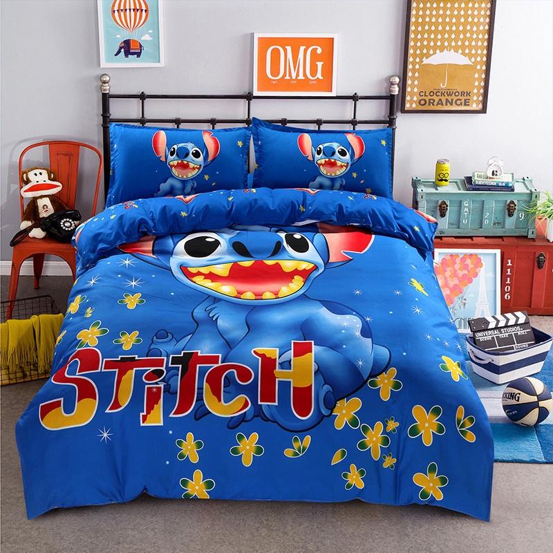 

Premium Cartoon Stitch Bedding Set Cotton Blend Duvet Comforter Cover 4pcs For Cozy Warmth 1.5m/4.9ft Bed(4pcs)
