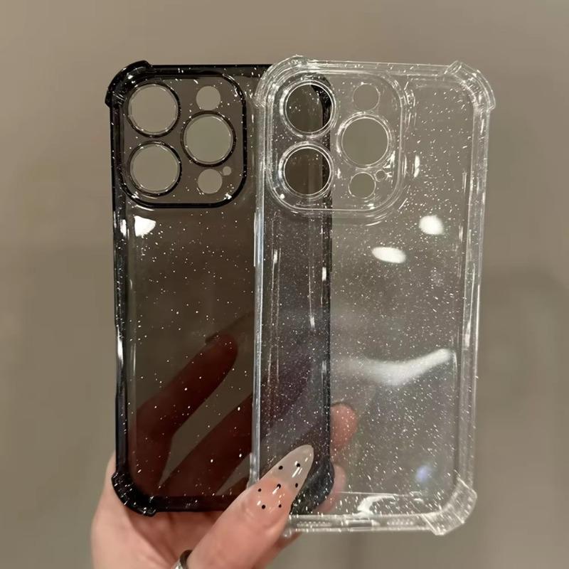 Luxury Bling Glitter Clear Phone Case For iPhone 17 Air 6 15 14 13 12 11 17 Pro Max  Shockproof Transparent Silicone Soft Cover