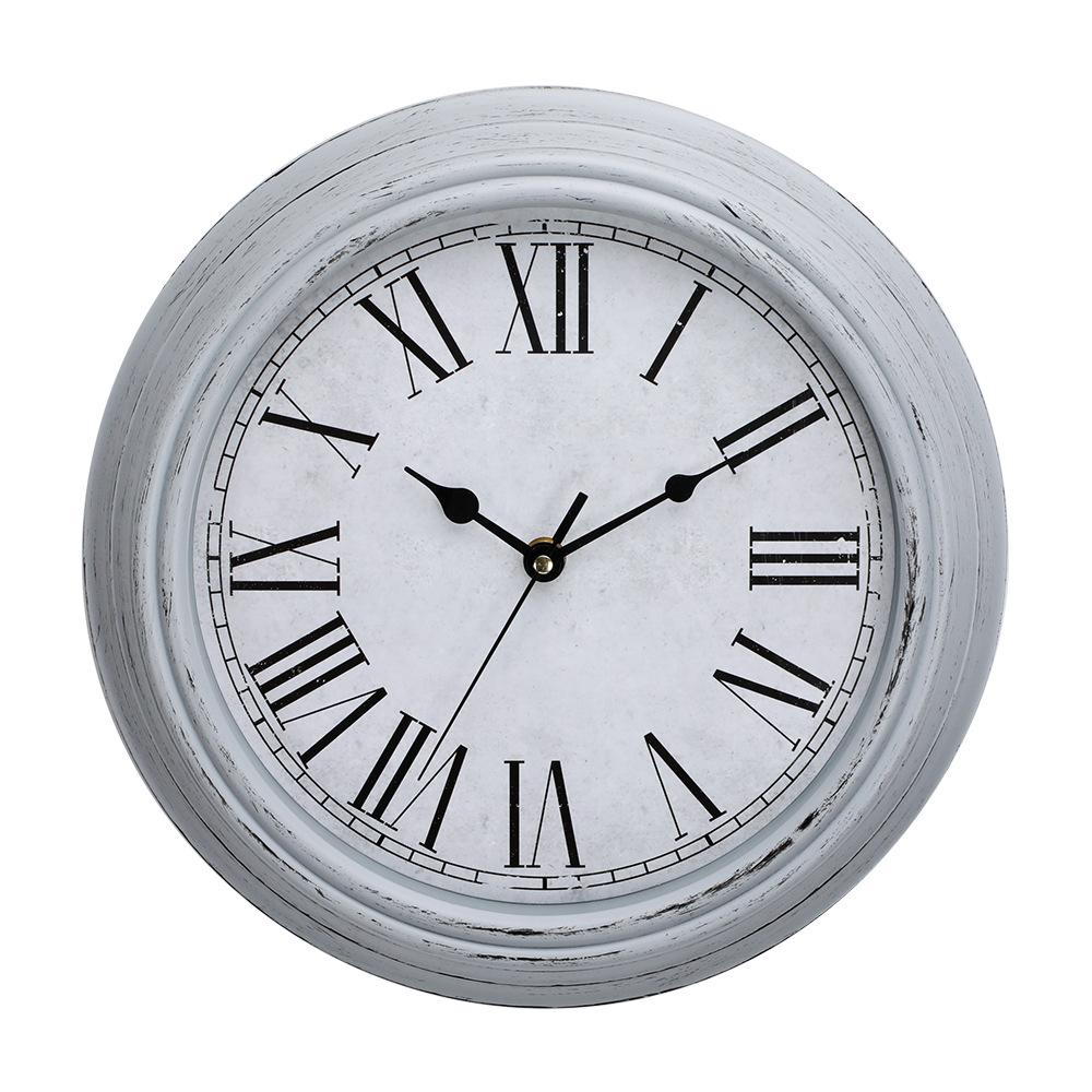Retro Artificial Aging Decorative Wall Clock American Round Quartz Wall Decorative Clock 12 Inches Home Living Room Accessories