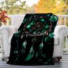 1pc Green Dream Catcher Printing Lightweight Flannel Blanket, Comfortable and Warm Blanket, for Camping Sofa Bed and Couch Office, Suitable f