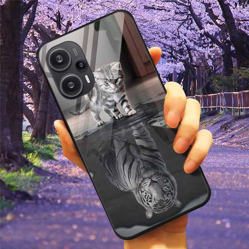 For Xiaomi Poco F5 5G / F5Pro Case Tempered Glass Lake Moon Hard Phone Cover for POCO F5 Pro Capas Funda on PocoF5 Luxury Coque