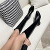 Black Pointed Toe Ladies Knee High Shaft Shoes Waterproof Women's Long Boots