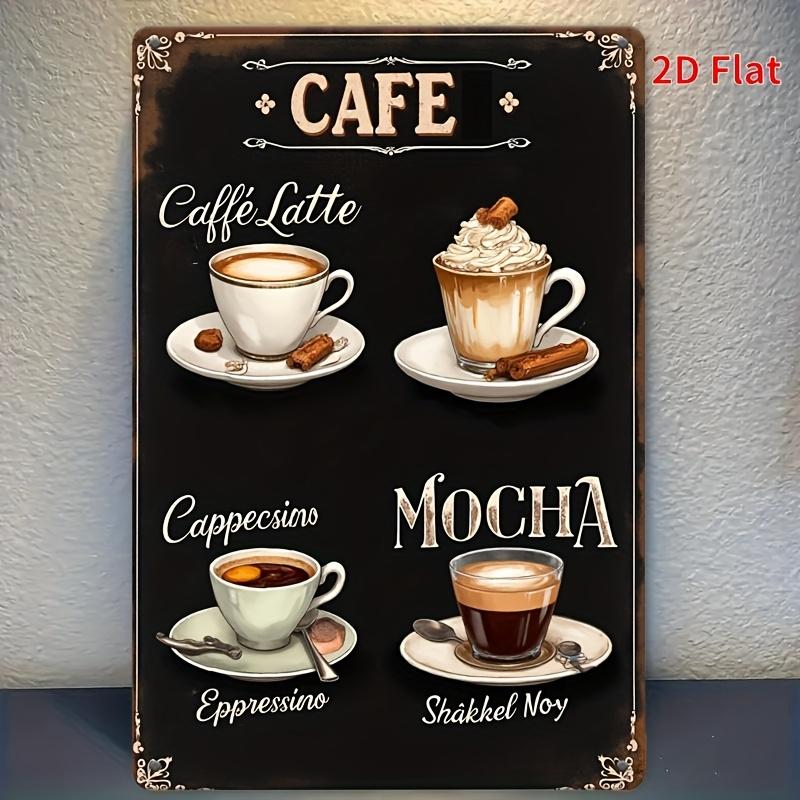 

Vintage Cafe Metal Wall Decor Sign Rustic Tin Sign with Coffee Latte Cappuccino Mocha Espresso Shakuny Designs Indo 20x30cm（7.8x11.8inch）