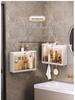 Wall-Mounted Punch-Free Bathroom Storage Rack with Dustproof Box for Washstand & Toilet