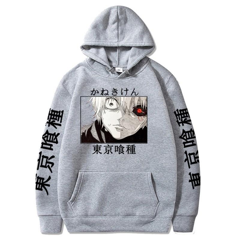 Anime Hoodie Ken Kaneki Graphic Print Streetwear Casual Sweatshirt Men Fall