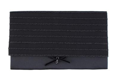Daiichi Sougei Style Frilled Fukusa (with Gusset), Bi-Fold, Suitable for Both Celebrations and Condolences, Black, SFN02-01
