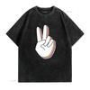 Peace Hand Sign For And Women S T Shirt  Top with Unique Stylish Print Vintage Washed Homme Top For Everyday Wear Comfortable