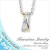 Hawaiian Jewelry Necklace, Ring Shape, Yellow Gold, Simple Stainless Steel Accessory Pendant, Women's & Men's, Scroll Cross, Bicolor, with 50cm Cable