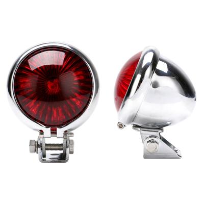 MAKUMINORS Universelle LED-Rückleuchte Rund Kennzeichen-Bremslicht Klassisch Harley Vintage Dress-Up Custom Parts Verchromung