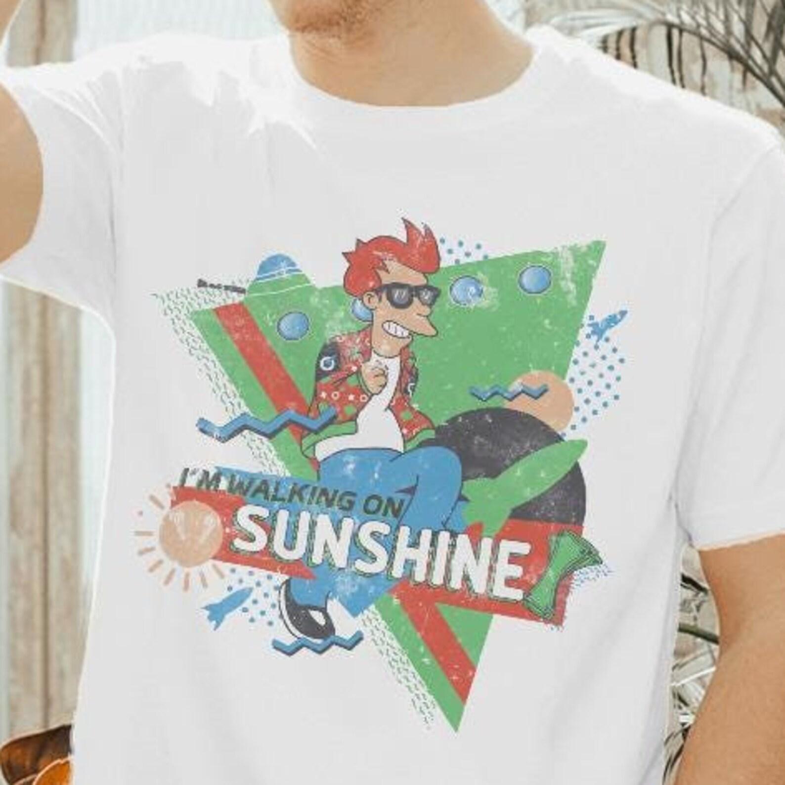 Futurama Fry Walking on Sunshine Shirt - Unisex Cartoon Shirt XL