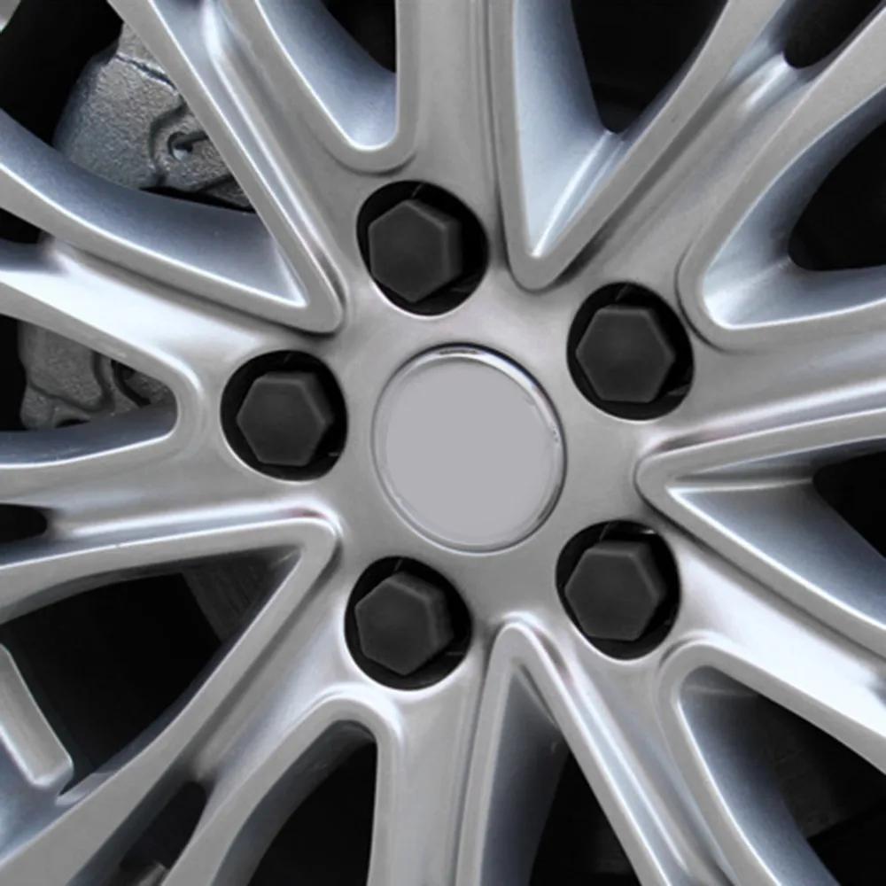 20Pcs/Set 19/21mm 19# 21# Silicone Hollow Hexagonal Screw Cover Car Wheel Hub Caps Tires Exterior Decoration Protecting Black
