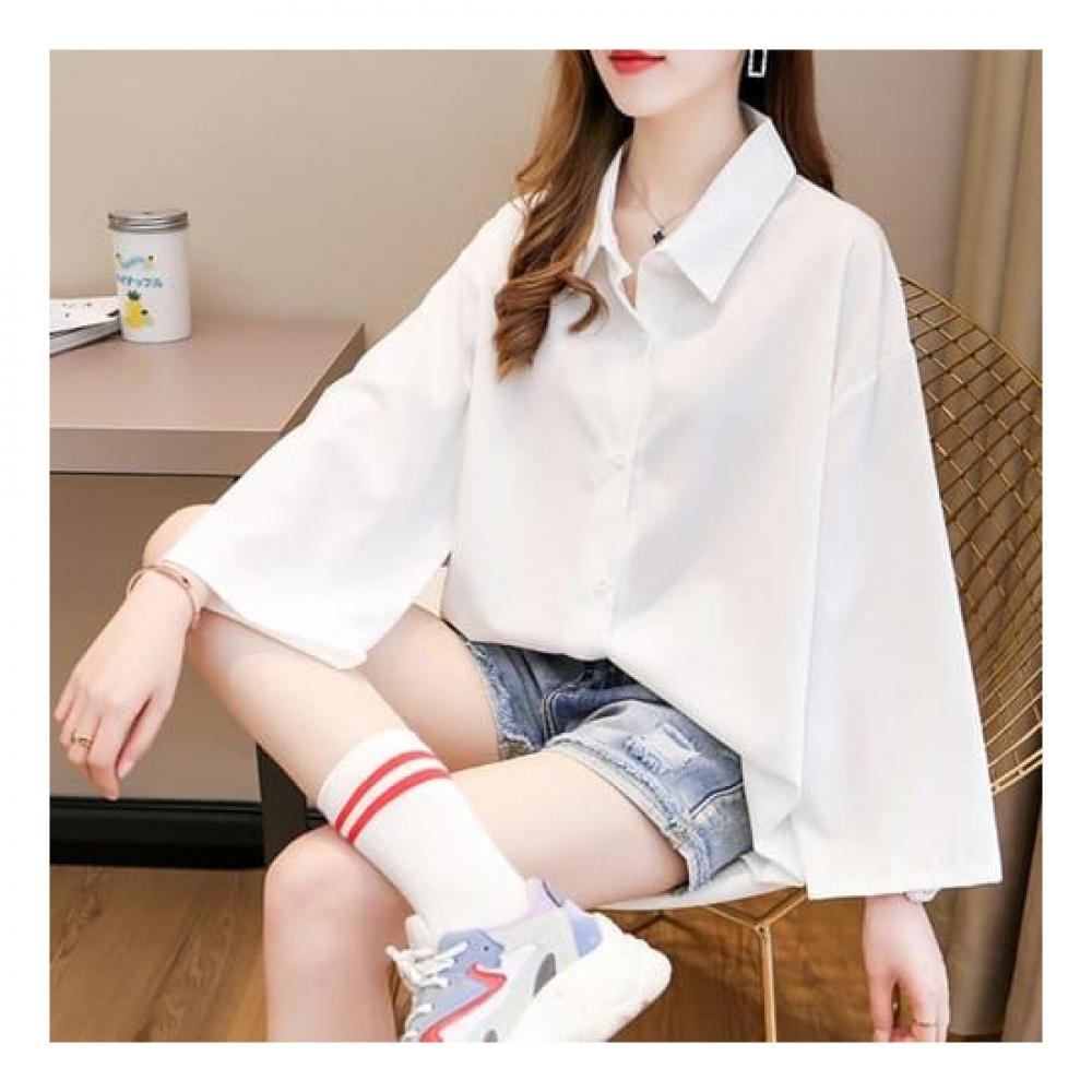 Navava Women Simple Basic Loose Fit Shirt Nb1089