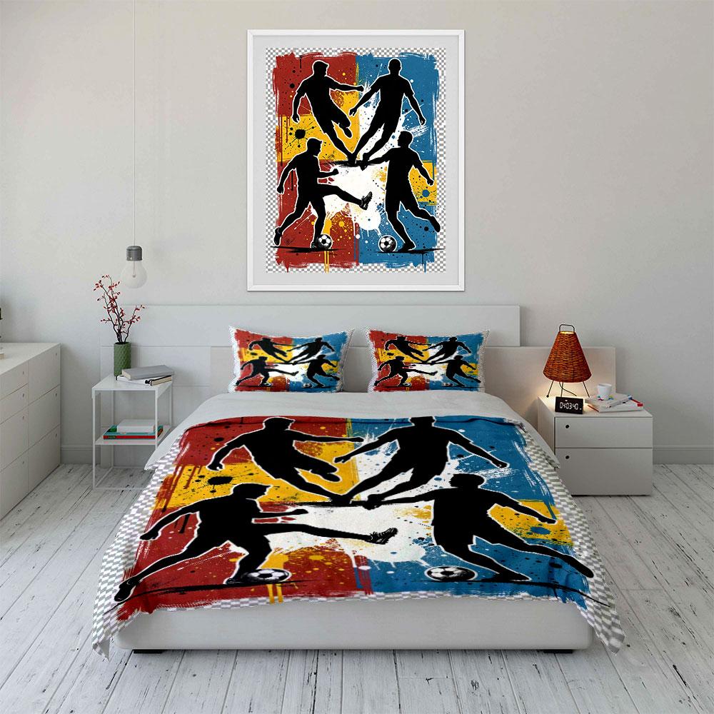 Soccer players with balls. Bedding sets Duvet cover sets Duvet covers Pillowcases(1 * Duvet Cover 2 * Pillowcases, without duvet insert)