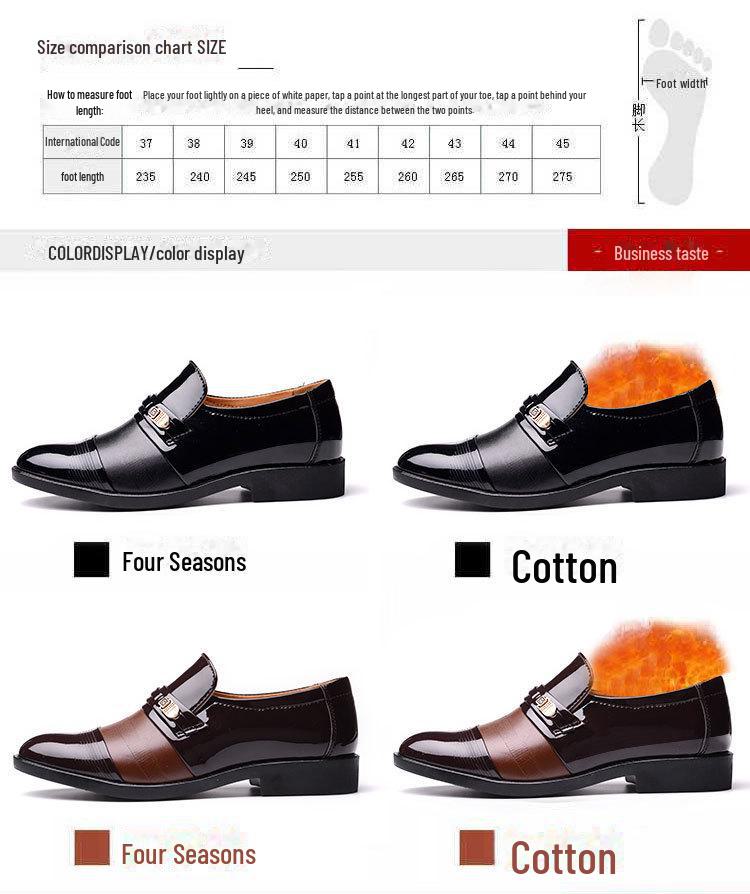 Men's Spring & Autumn Perforated Formal Leather Shoes with Plus Velvet Lining