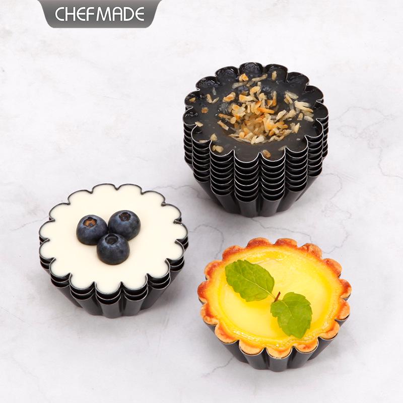 Xuechu 2.5" Non-stick Corrugated Egg Tart Molds, Set of 12, Round Bottom