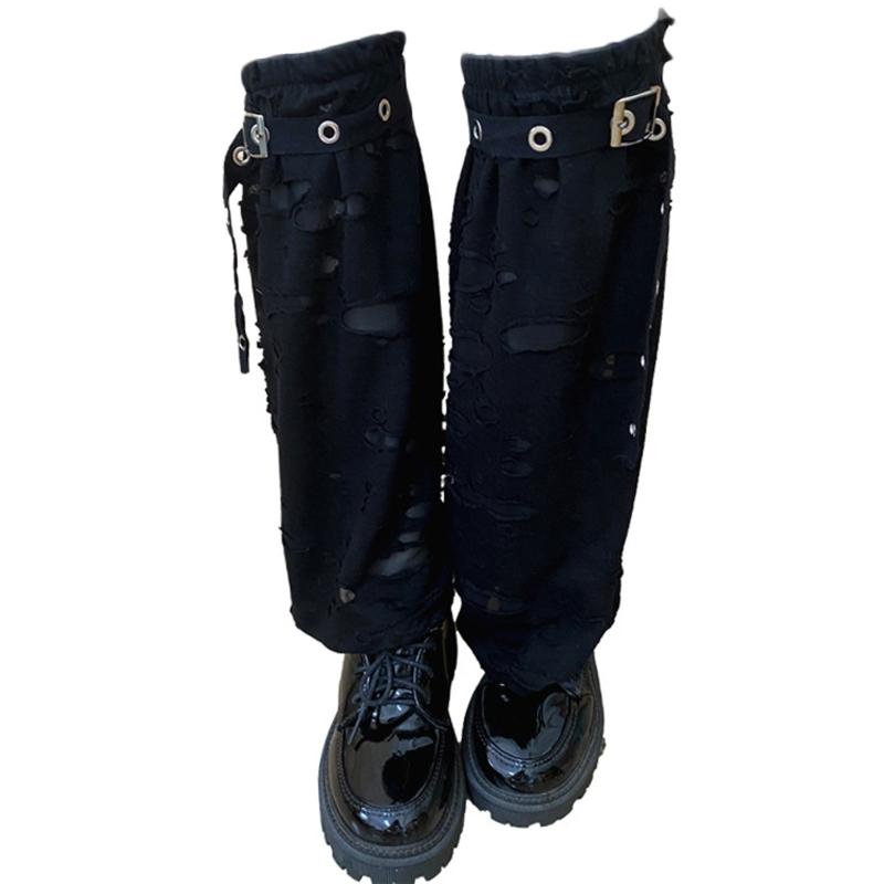 Women's Leg Warmers Punk Summer Hollow Out Calf Tube Sleeve Sling Leg Cover Slouch Socks Knee High Calf Socks Gothic