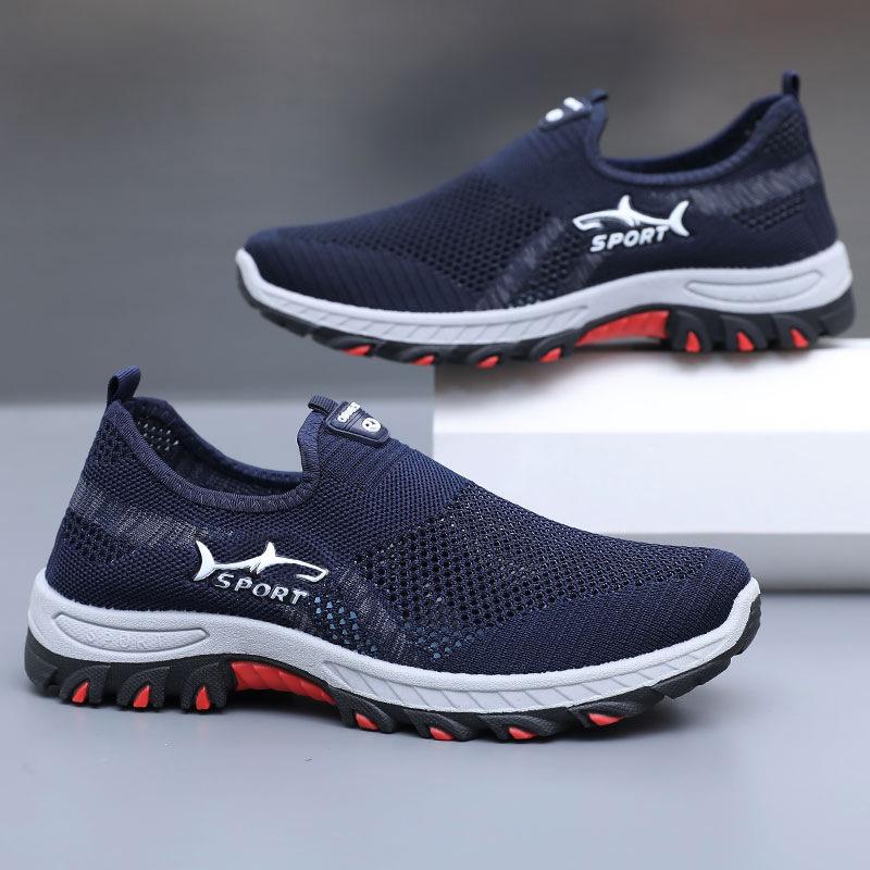 Shark mesh shoes men's outdoor lightweight hiking shoes large size breathable platform shoes one pedal single shoes men