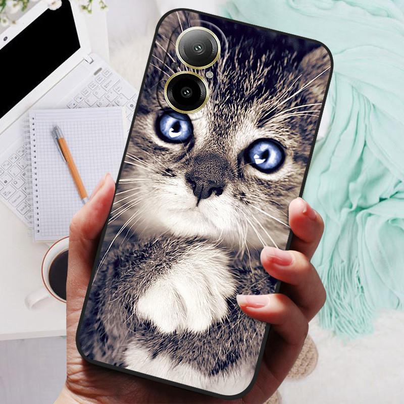 Für Realme C67 4G Hülle RMX3890 Beliebte Blumengemalte Abdeckung Silikon Handyhülle Für Realme C67 C 67 RealmeC67 4G Weiche Taschen Schwarz