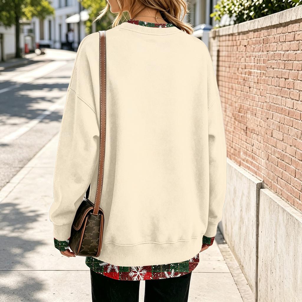 Women's Casual Printed Long Sleeve Sweatshirt with Design, Loose Fit Pullover Top