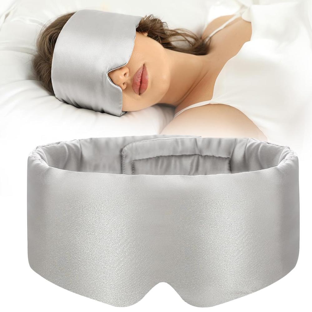 Adjustable Silk Sleep Mask for Side Sleeper,Eye Mask Sleeping for Women Men 100% Pure Mulberry Silk,Silk Eye Cover for Sleeping
