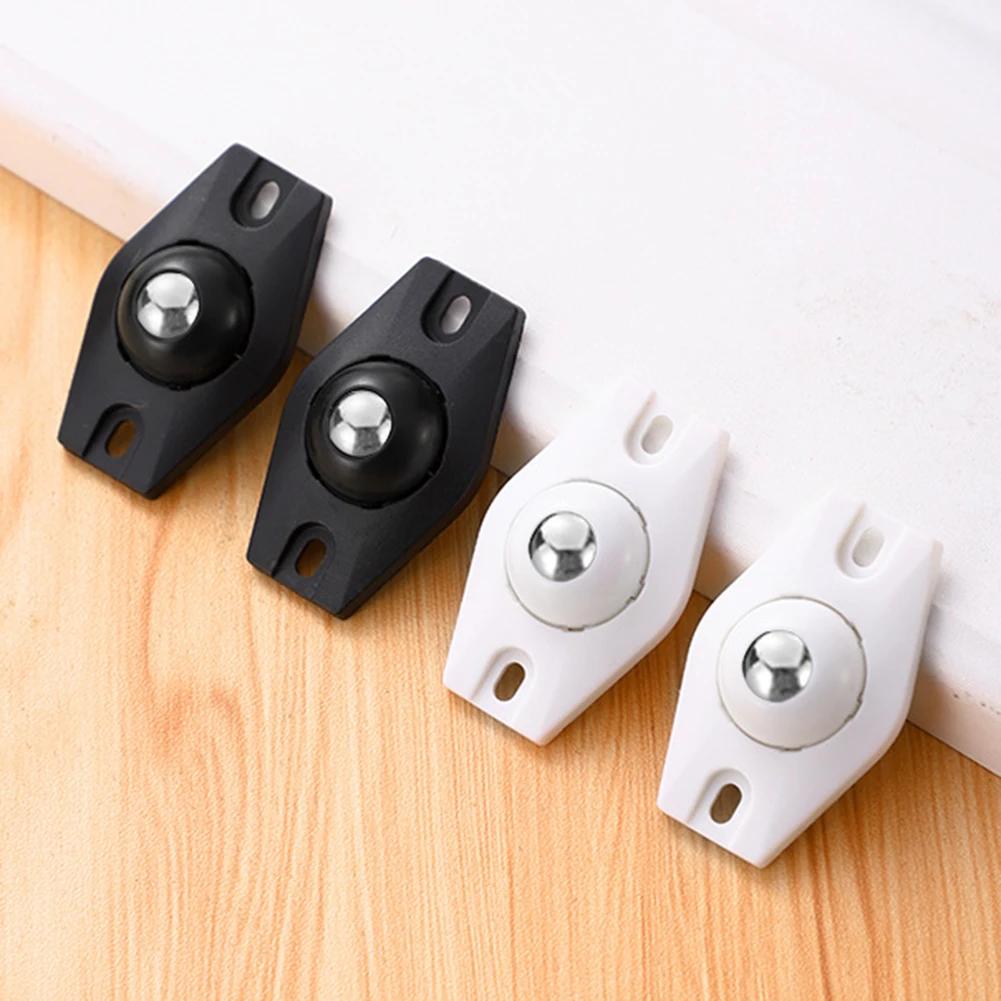 4pcs Garbage Can Move Caster Stainless Steel Trash Can Bottom Wheel Self-adhesive Furniture Casters Wear-resistant Home Supplies