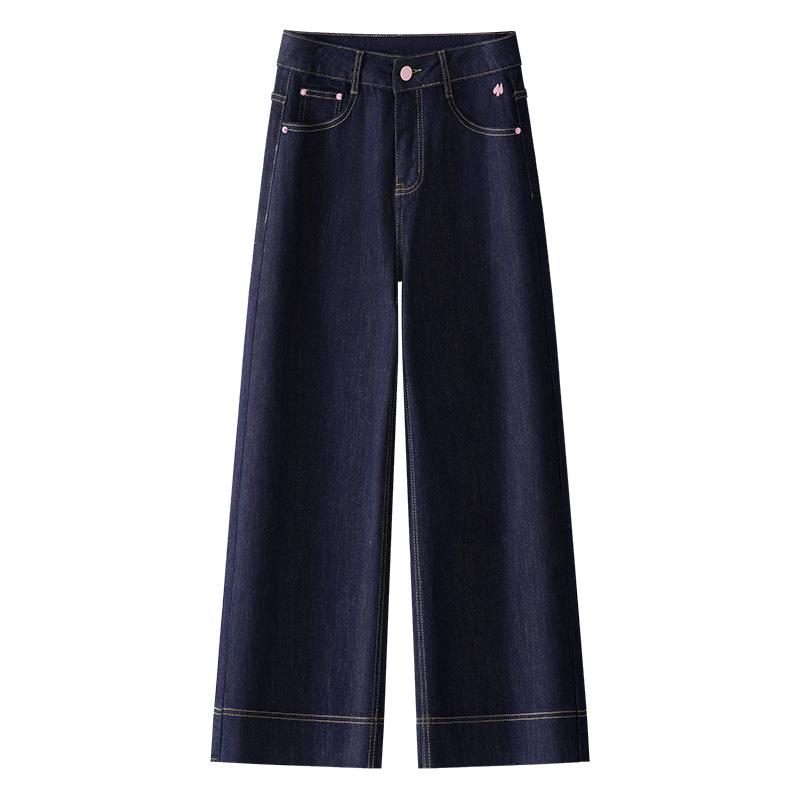 

Women s Dark Blue High Waist Cropped Wide-Leg Jeans - Spring 2025 Style 3XL