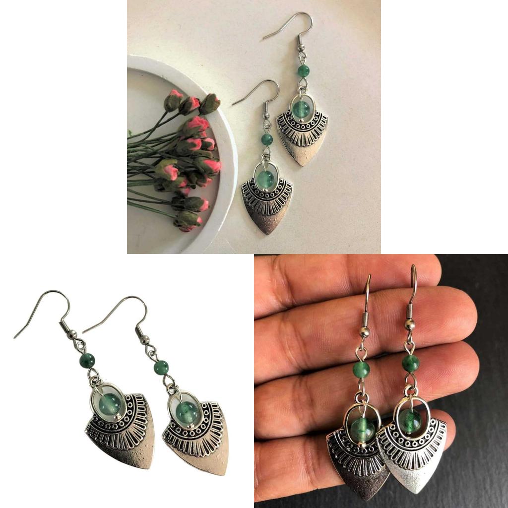 Bohemian Ethnic Earrings Featuring Sunflower Motif And Silver Finish For Summer Fashion