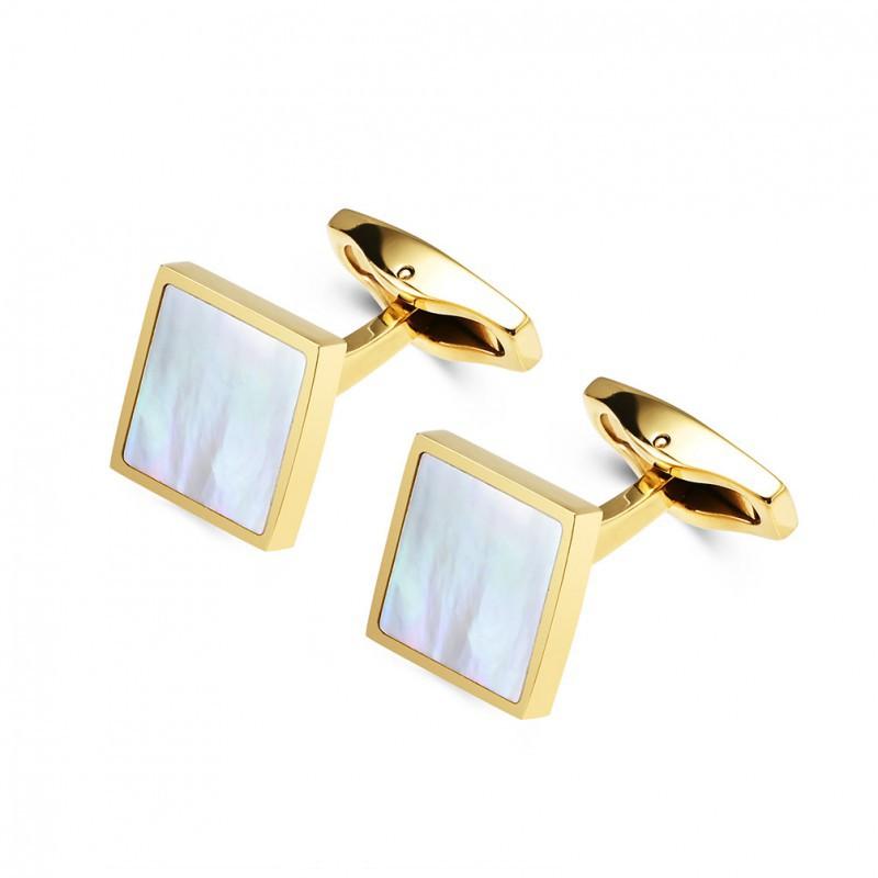 

Men s Simple Square Inlaid With White Shell Cufflinks Sleeve Studs French Business Suit Shirt Buttons Stainless Steel золотой