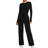 Women's Fall Two Piece  Outfits Long Sleeve Tops Tee Shirts Wide Leg Pants Sets