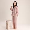 Womens Lightweight Cotton Pajama Set V-Neck Long Sleeve Loose Lounge Wear