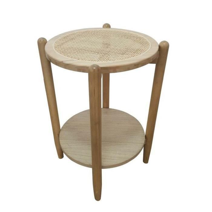 Table d'appoint naturel rotin bois de paulownia (38 x 38 x 54,5 cm)