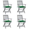 Day and Night - Day and Night Folding Garden Chairs 4 Pcs Cushions Solid Acacia Wood