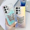 Samsung S25ultra Mobile Phone Case Electroplated Laser S24 All Inclusive Butterfly Stand A56 Protective Case for Women