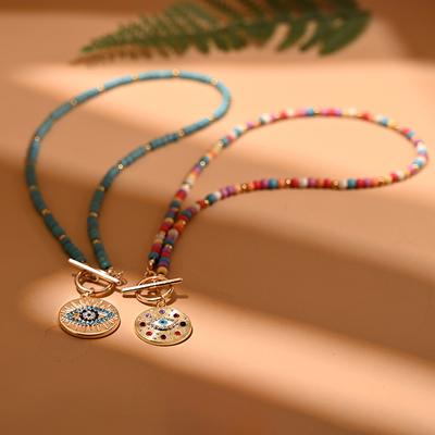 1PC 4mm Colorful Choker Necklace for Women Round Evil Charm Pendant Necklace Fashion New Daily Jewelry