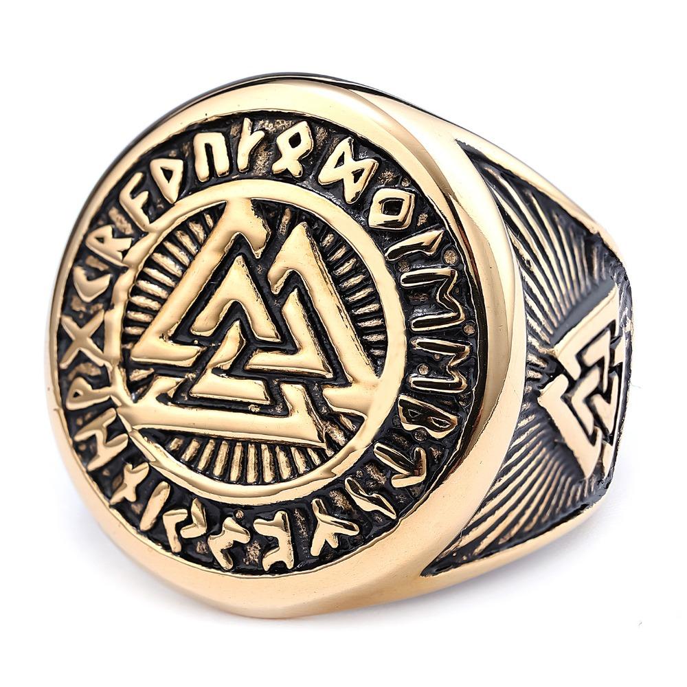 Mens Viking Rune Ring Titanium Steel Jewelry Norse Symbol Unique Stylish Accessory