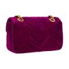 Gucci GG Marmont Marmont Gold Label Logo Trapuntato Catena Velluto Borsa a Tracolla Borsa a Spalla Donna Viola Scuro