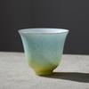 Handgefertigte Keramik-Teetasse Geschnitztes Blumendekor Farbverlauf Goldrand Chinesisches Gongfu-Teeset Porzellan-Teegeschirr Persönliche Teetasse Geschenk