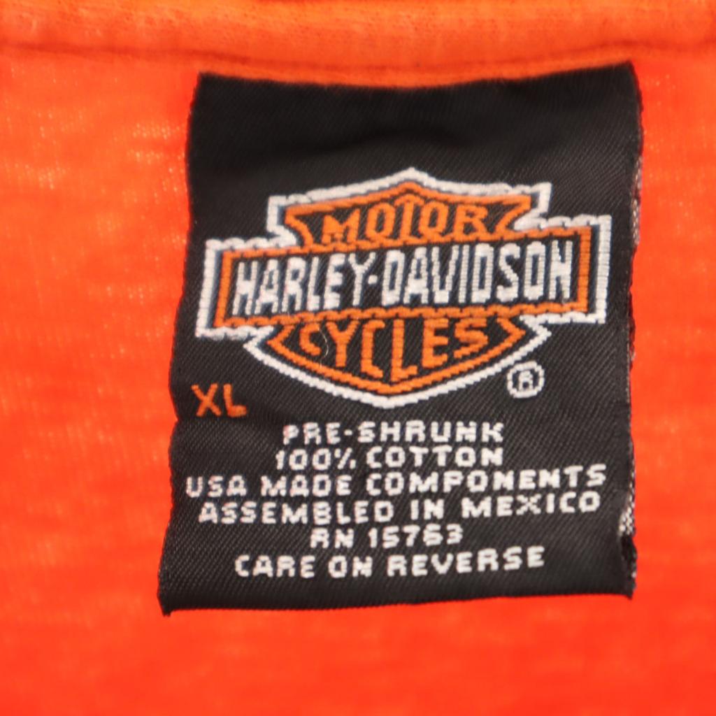 HARLEY DAVIDSON Short sleeve T-shirt XL Orange Men's Used