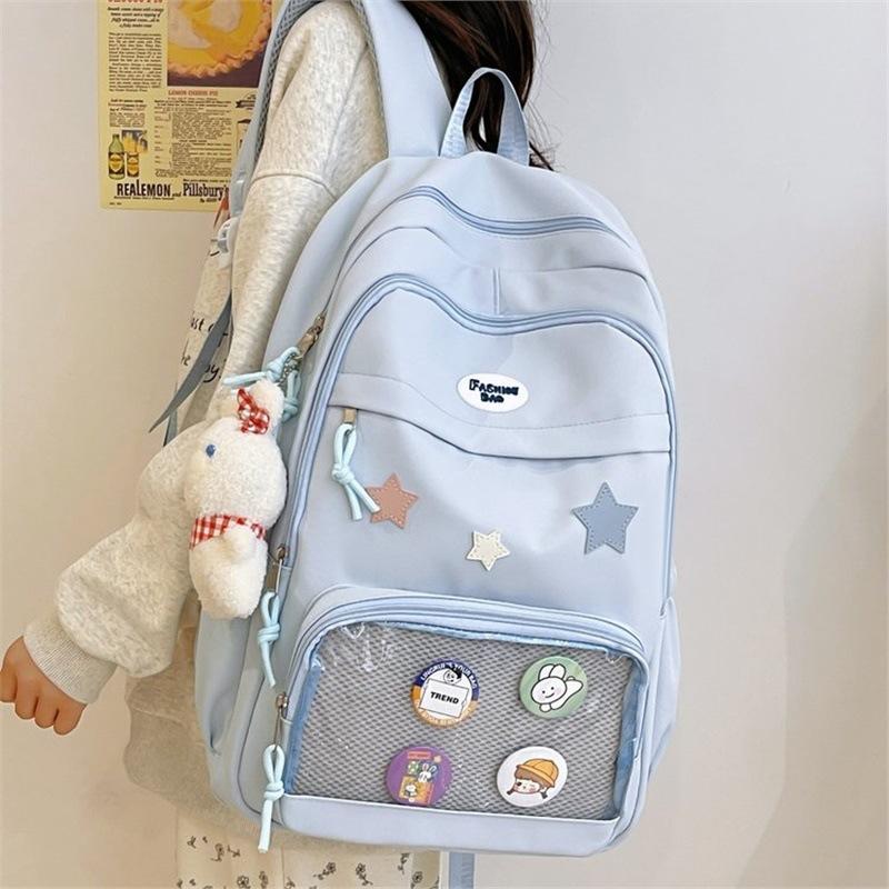Schoolbag Japanese Ins Transparent Pain Bag Large Capacity Versatile College Girl Mini Backpack Cute Little School Bag