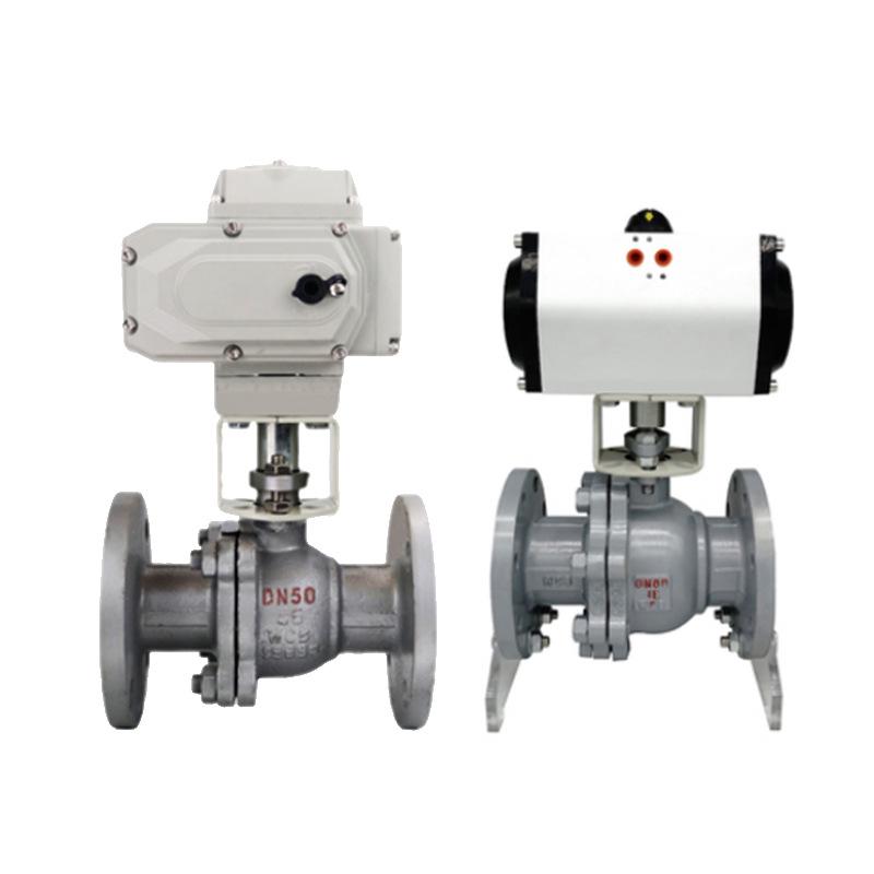 AOBL DN15 Electric/Pneumatic Actuator Flange Ball Valve with WCB/PTFE Material, AC220V