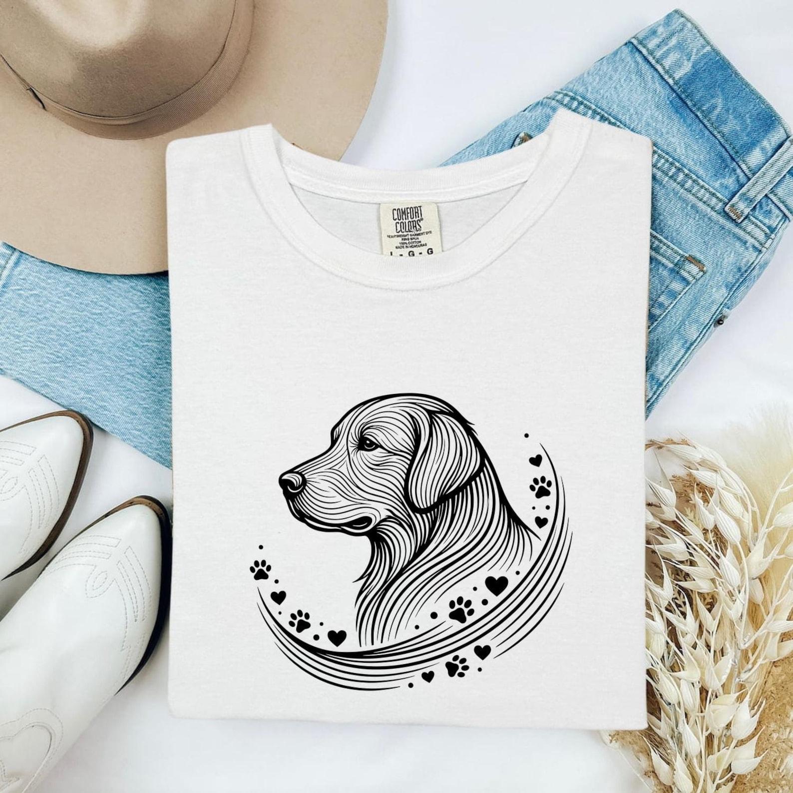 Labrador Retriever Dog Shirt Dog Wildlife Gift Women Hand Drawn Tee Retriever T-Shirt Dog Fan Labrador Tshirt Wildlife Graphic Geometric Dog XL
