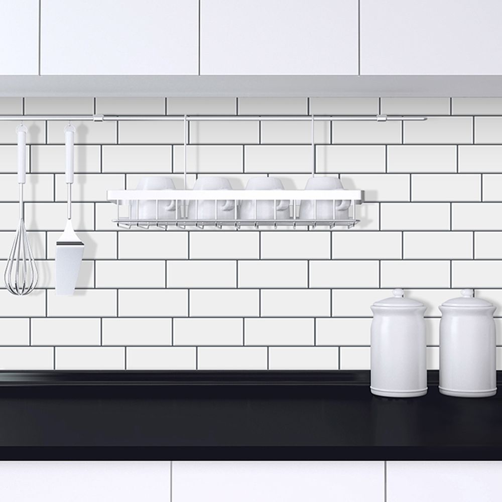 Backsplash Wallpaper White Subway Wall Tiles Peel and Stick Kitchen Bathroom 3D Tile Sticker