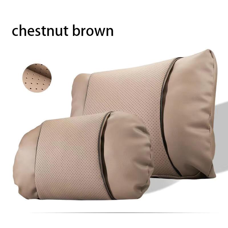 1/2PCS New Car Seats with Nappa Leather Headrests, Breathable Waist Cushions, Neck Pillows, and General Motors Neck Pillows