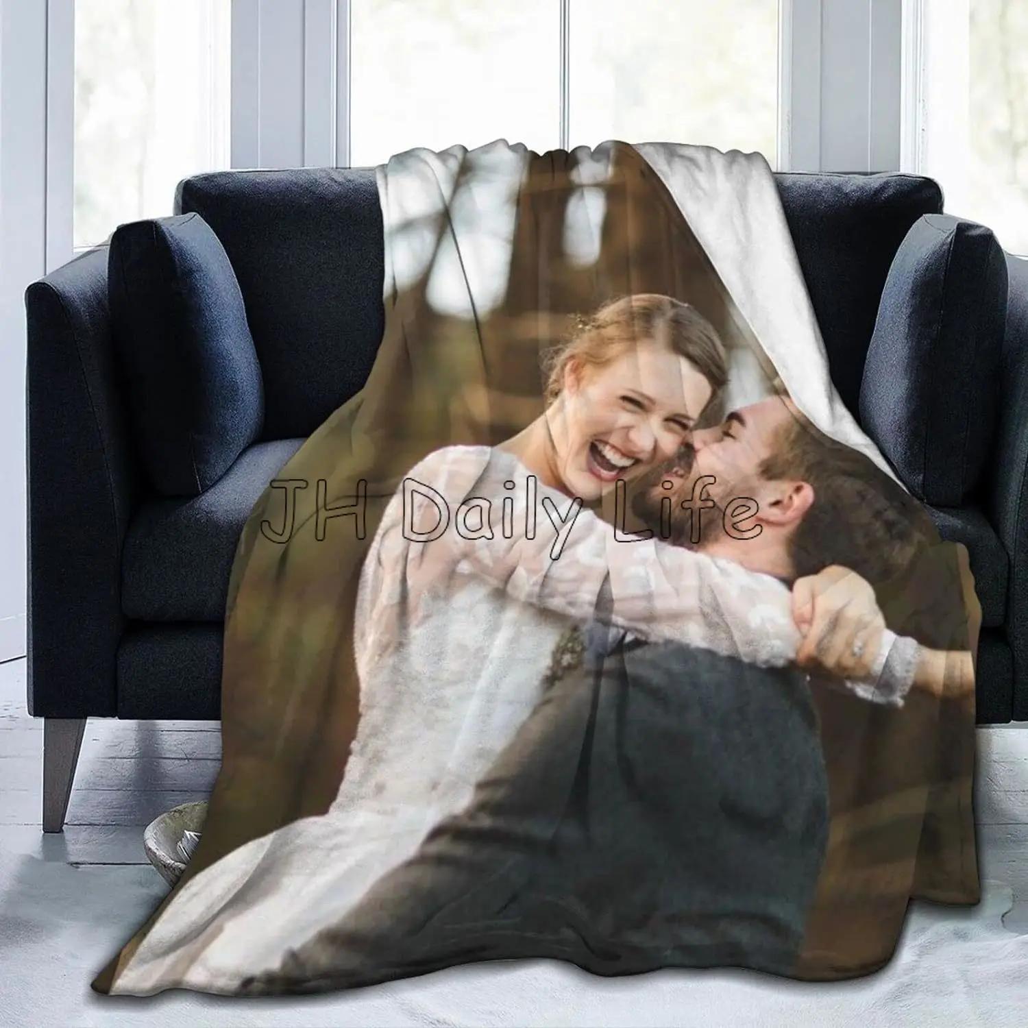 

Custom Blanket with Photos Text Personalized Flannel Throw Blankets for Adult Kid Birthday Fathers Mothers Valentines Day Gift 70x100cm